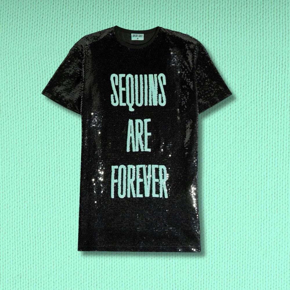 Taylor Swift Sequins are Forever T-Shirt Tunic Dress XS